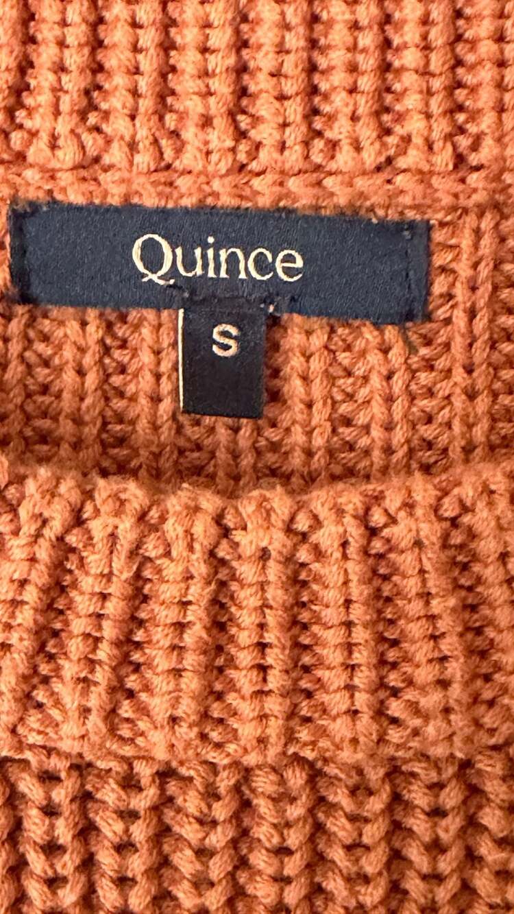 Quince Crew Neck Sweater Size S Brown Organic Cotton Ribbed - Picture 3 of 4